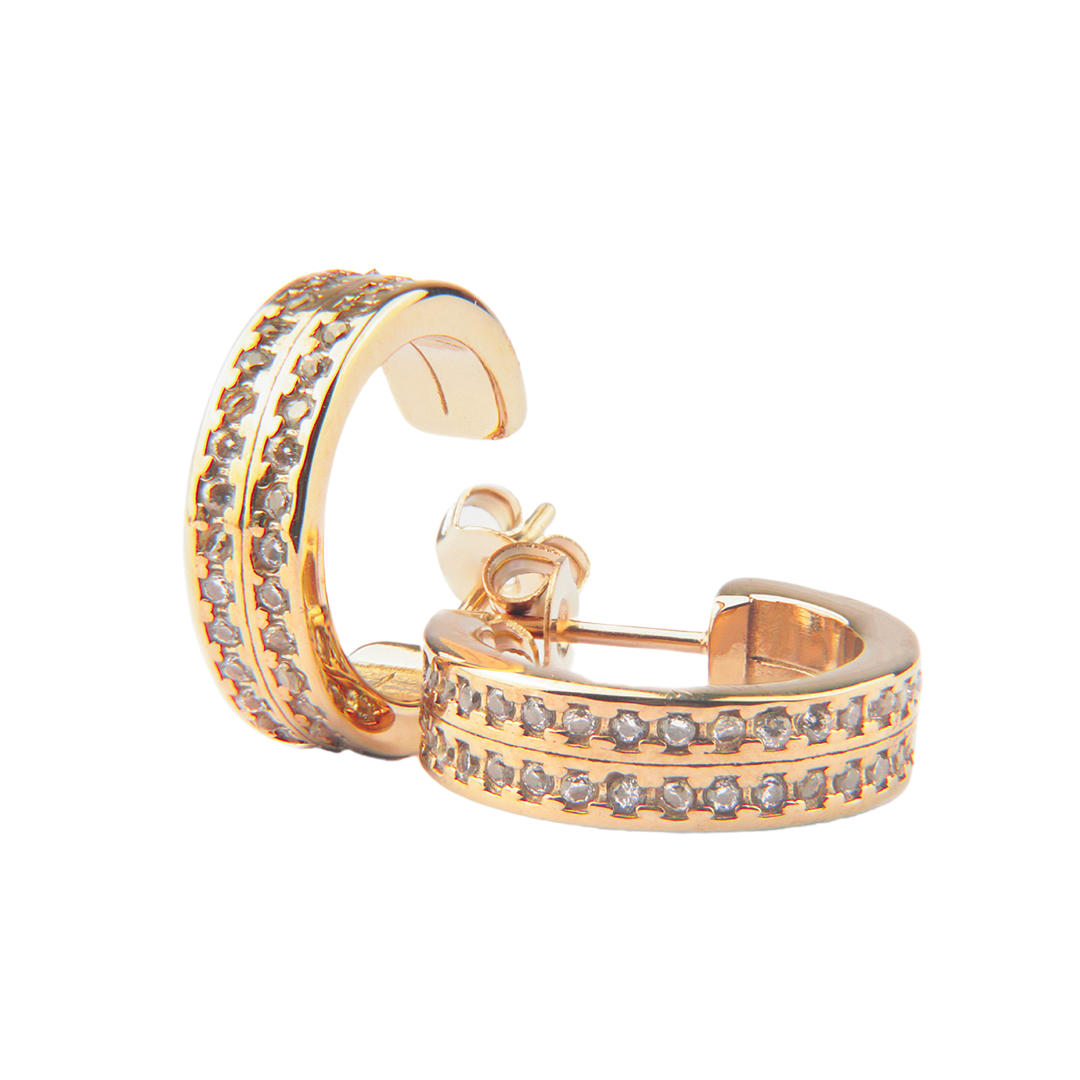 AROS CURVOS CON CRISTALES ORO 18K LAMINADO