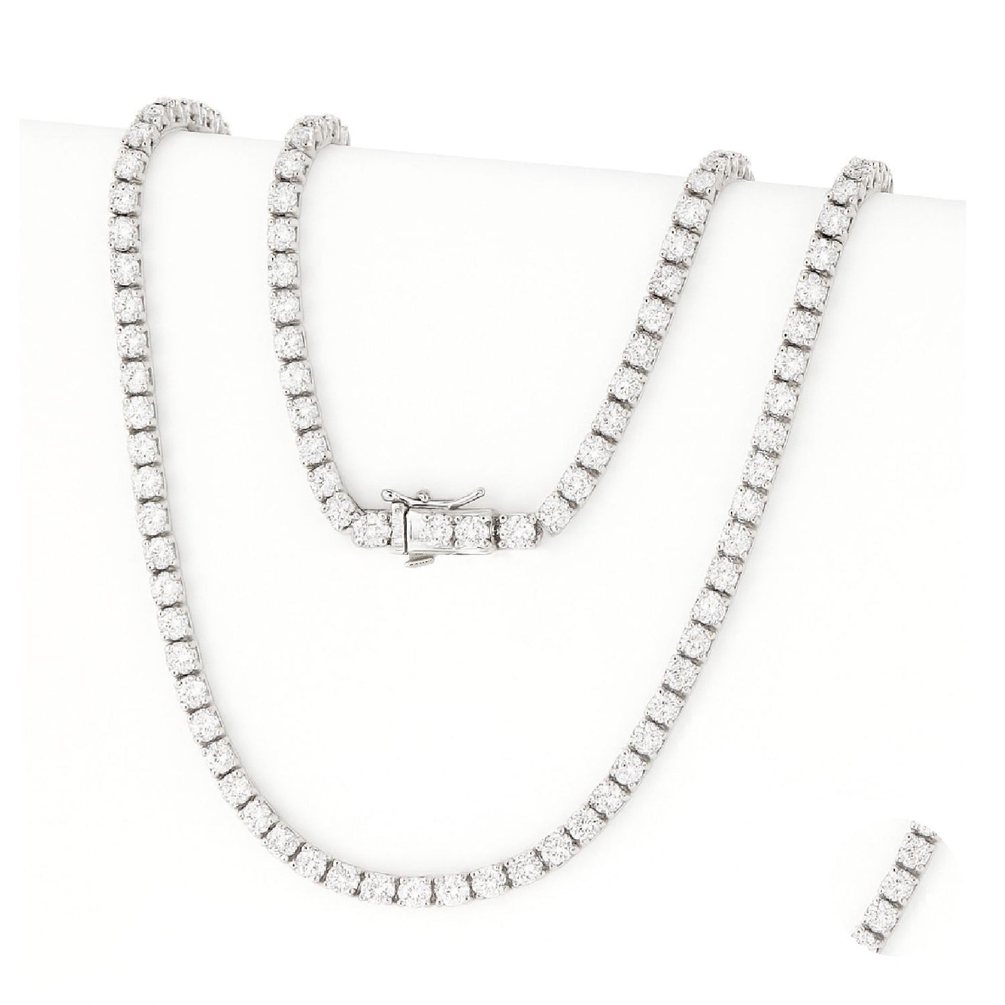 Cadena tennis oro blanco laminado con diamantes moissanita