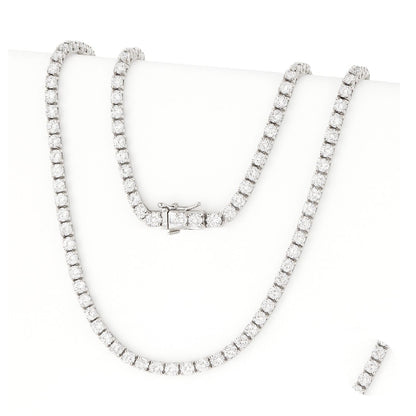Cadena tennis oro blanco laminado con diamantes moissanita