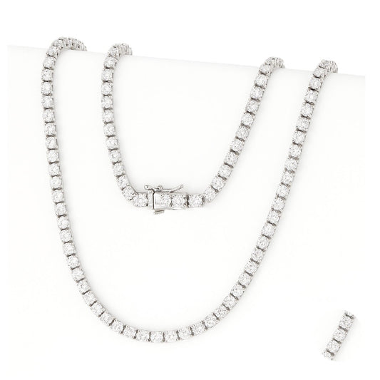 Cadena tennis oro blanco laminado con diamantes moissanita