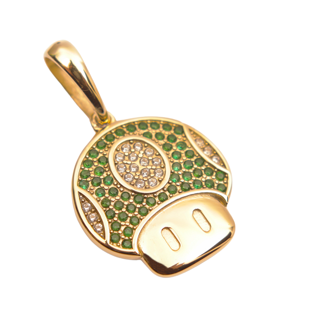 Colgante Hongo Verde Mario Bro Oro Laminado 18k