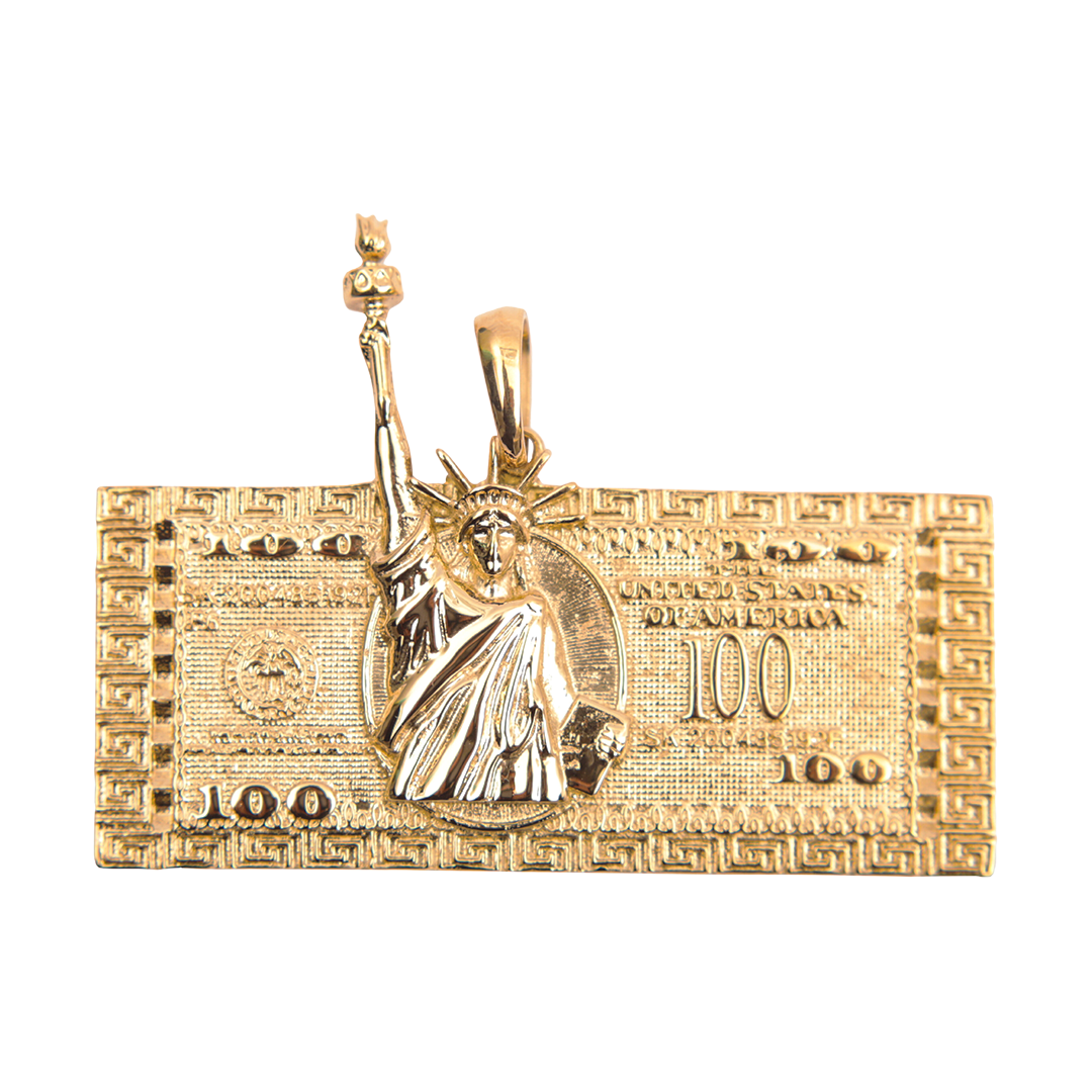 Colgante One Hundred Estatua de La Libertad Oro Laminado 18k