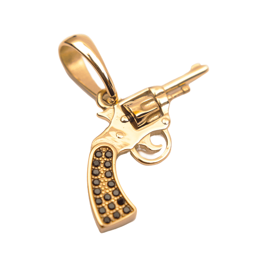 Colgante Revolver Oro Laminado 18k