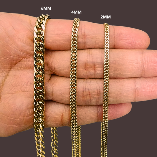 CADENA CUBANA DOBLE ORO LAMINADO 18K