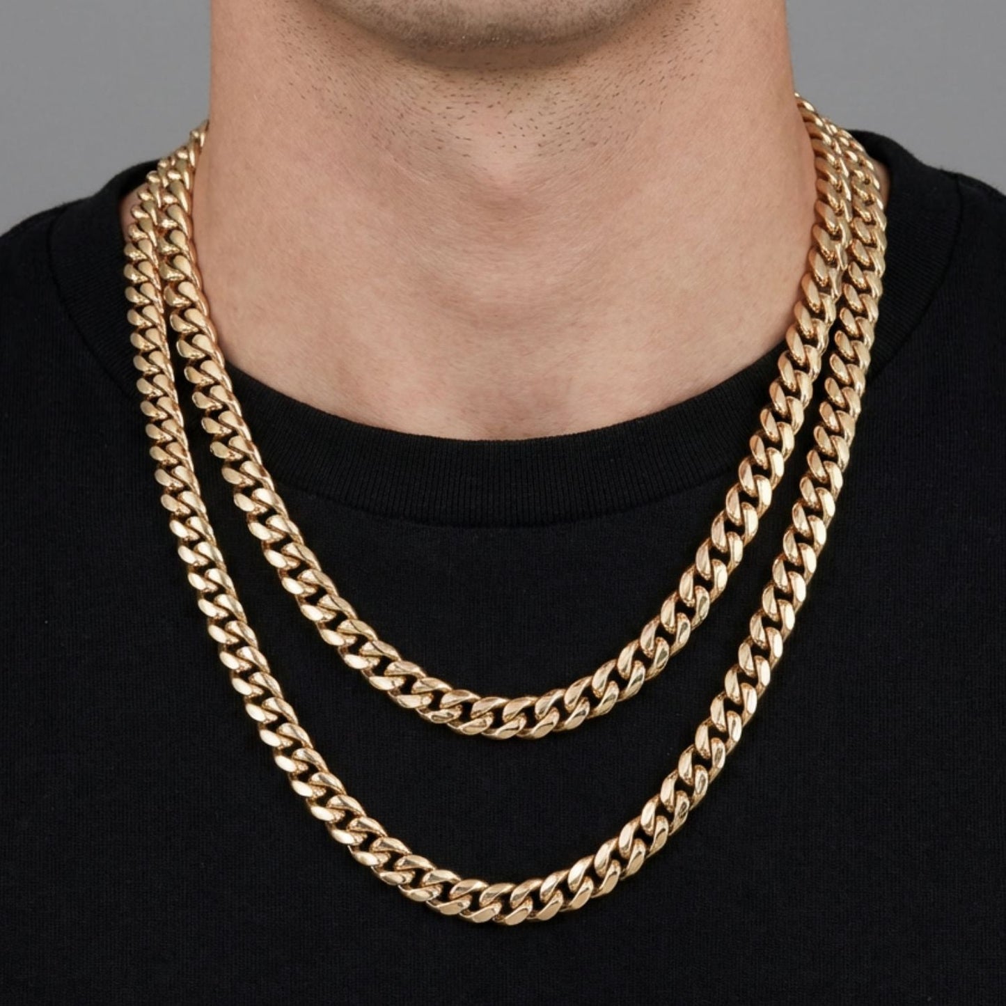 CADENA CUBANA ORO LAMINADO 18K