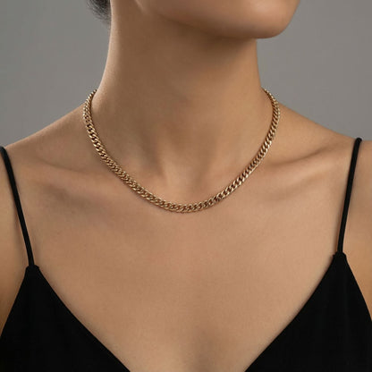 CADENA CUBANA DOBLE ORO LAMINADO 18K
