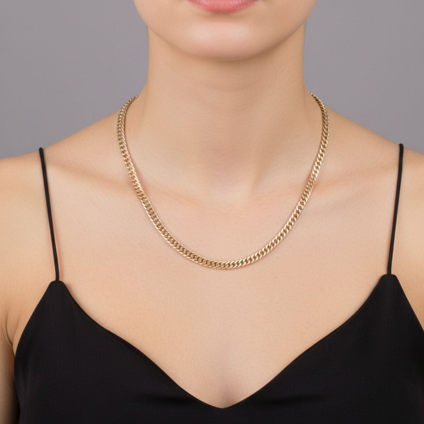 CADENA CUBANA DOBLE ORO LAMINADO 18K