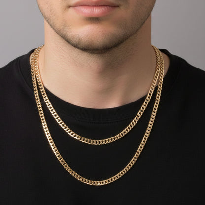 CADENA CUBANA DOBLE ORO LAMINADO 18K