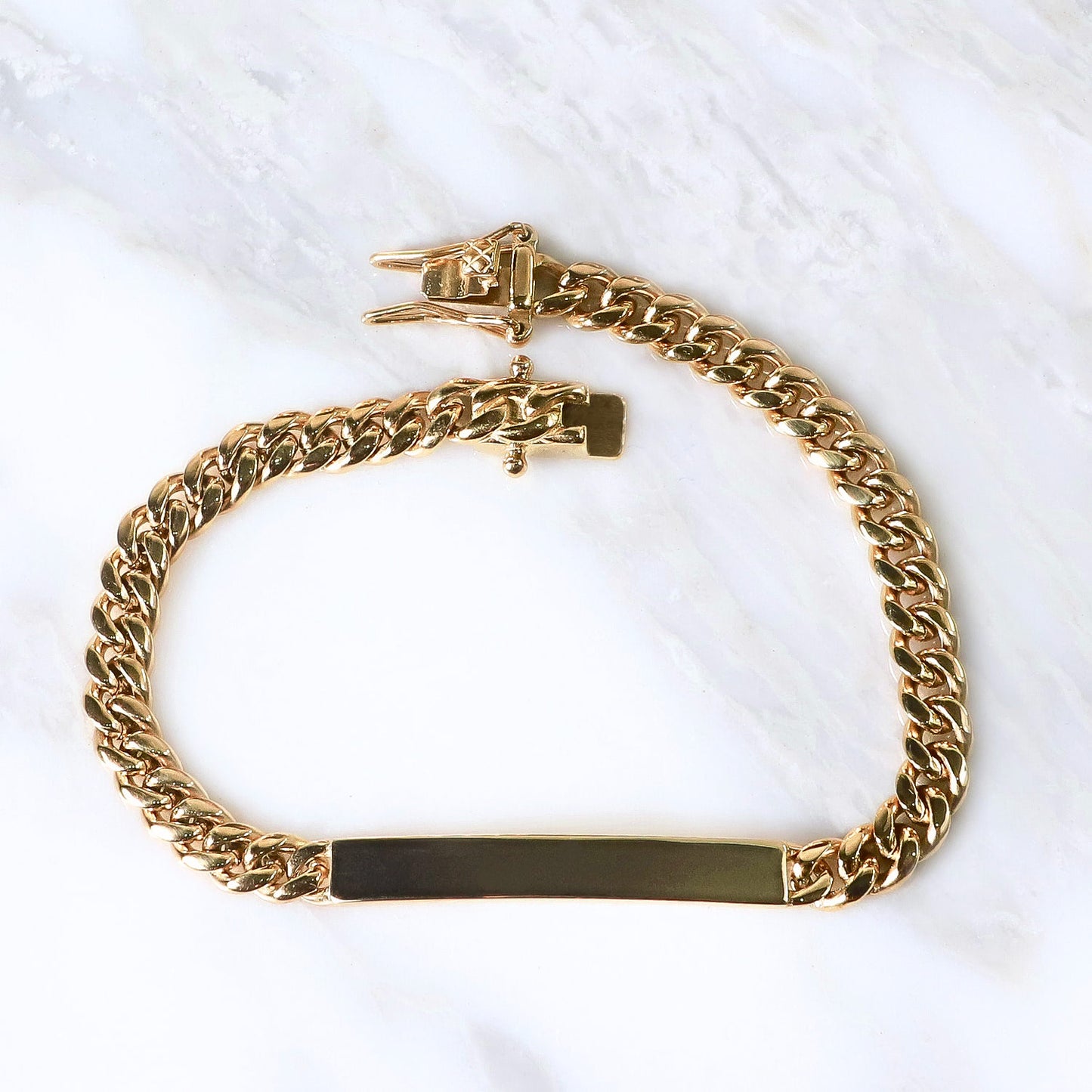 PULSERA CUBANA + PLACA ORO LAMINADO 18K
