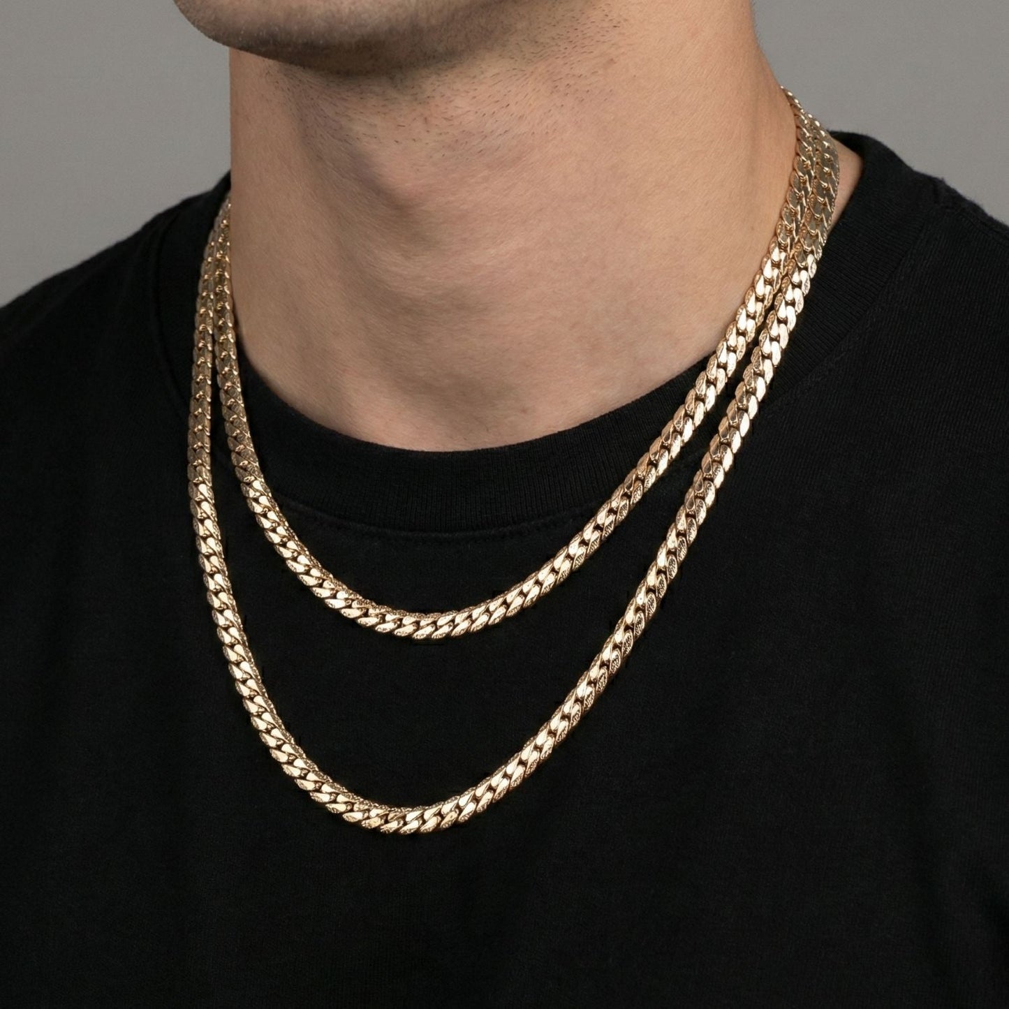 CADENA SERPIENTE GRABADA ORO LAMINADO 18K