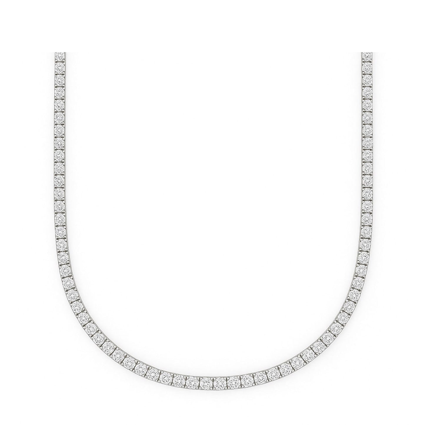 Cadena tennis oro blanco laminado con diamantes moissanita