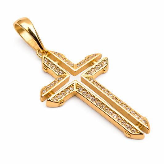 Colgante Crucifico Doble Oro Laminado 18k