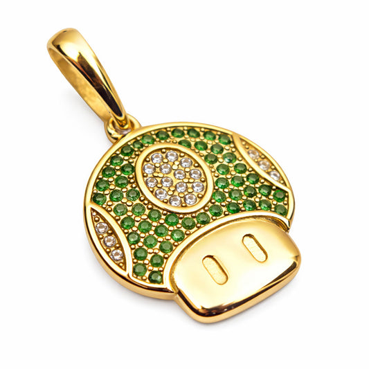 Colgante Hongo Verde Mario Bro Oro Laminado 18k