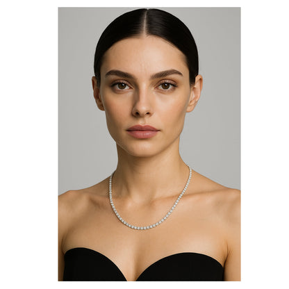 Cadena tennis oro blanco laminado con diamantes moissanita